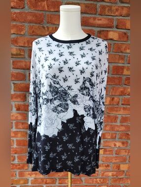 Prabal Gurung Navy & Light Blue Floral Print Top